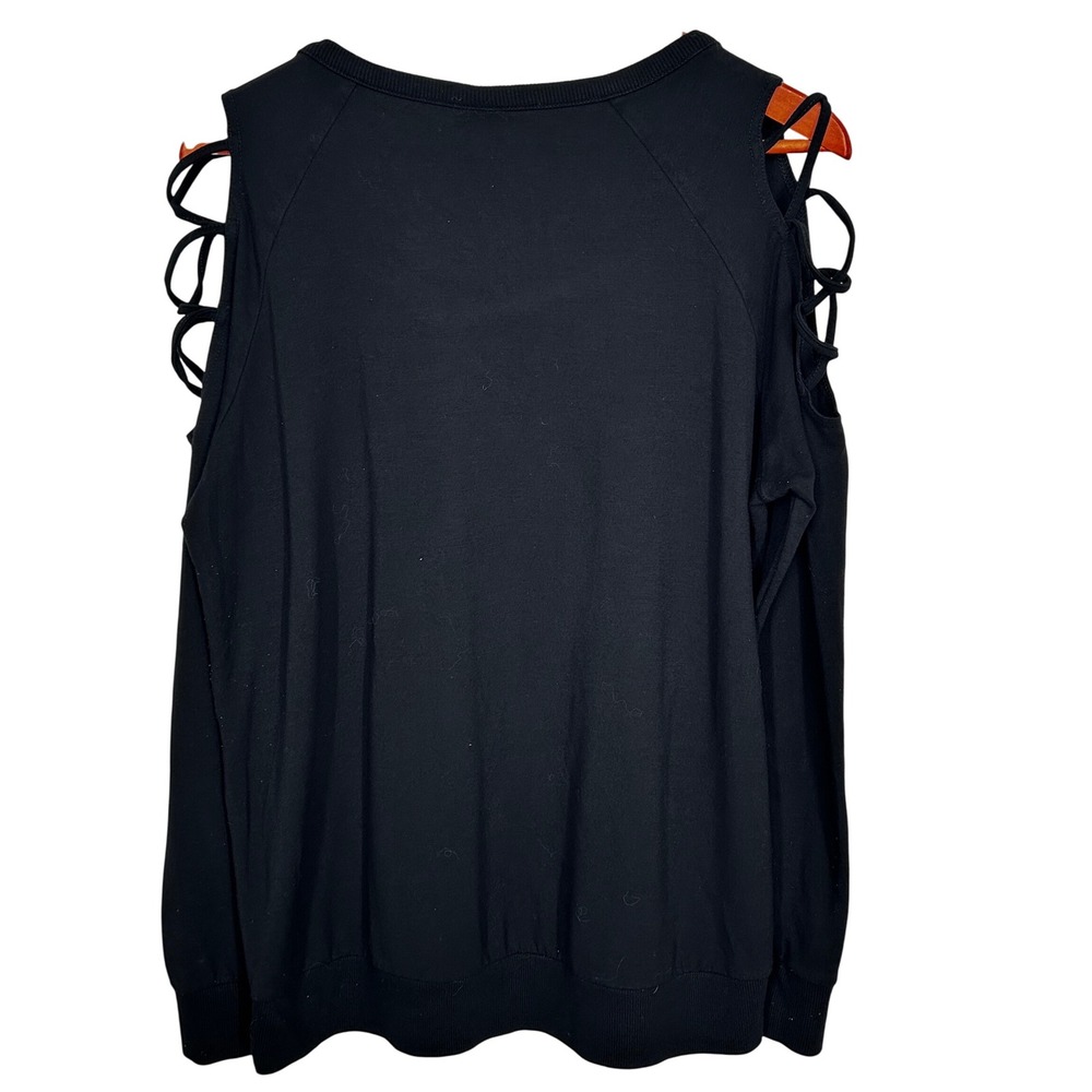 Torrid Long-Sleeved Sweater Black with Strappy Shoulders Torrid Size 0 (Lg 12)‎